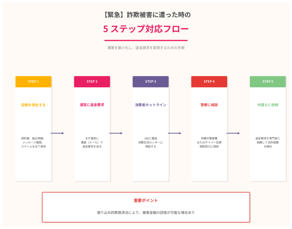 詐欺被害に遭った時の5ステップ対応フロー