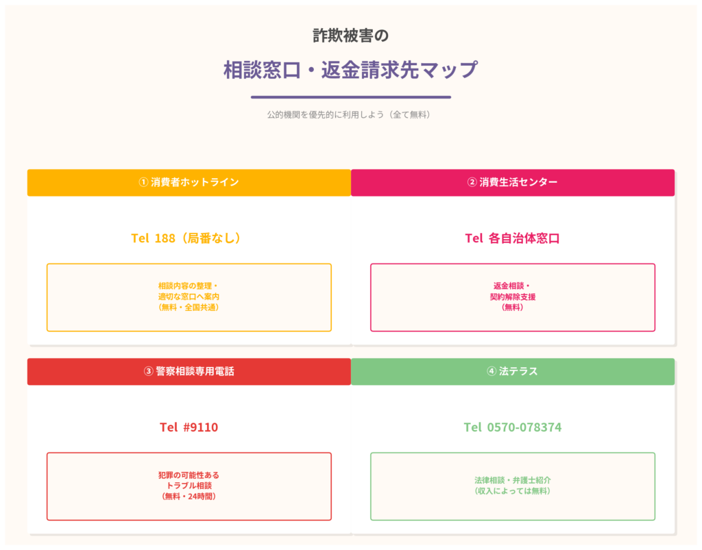 相談窓口・返金請求先マップ