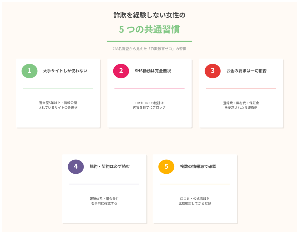 詐欺を経験しない女性の5つの共通習慣