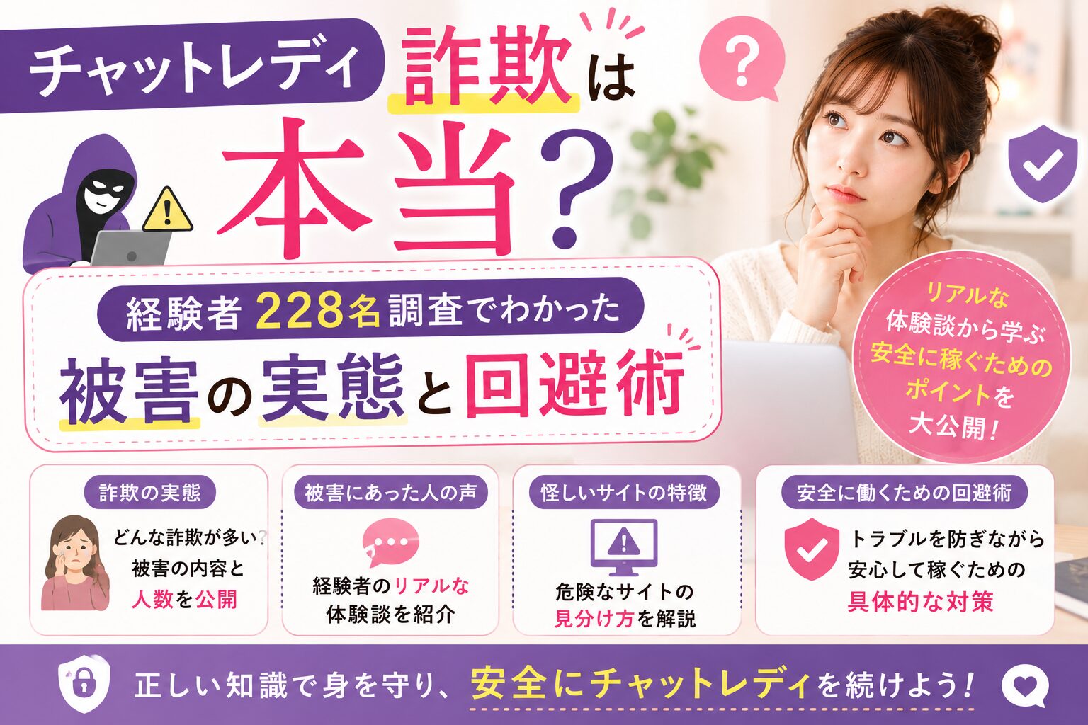 チャットレディ詐欺は本当？経験者228名調査でわかった被害の実態と回避術